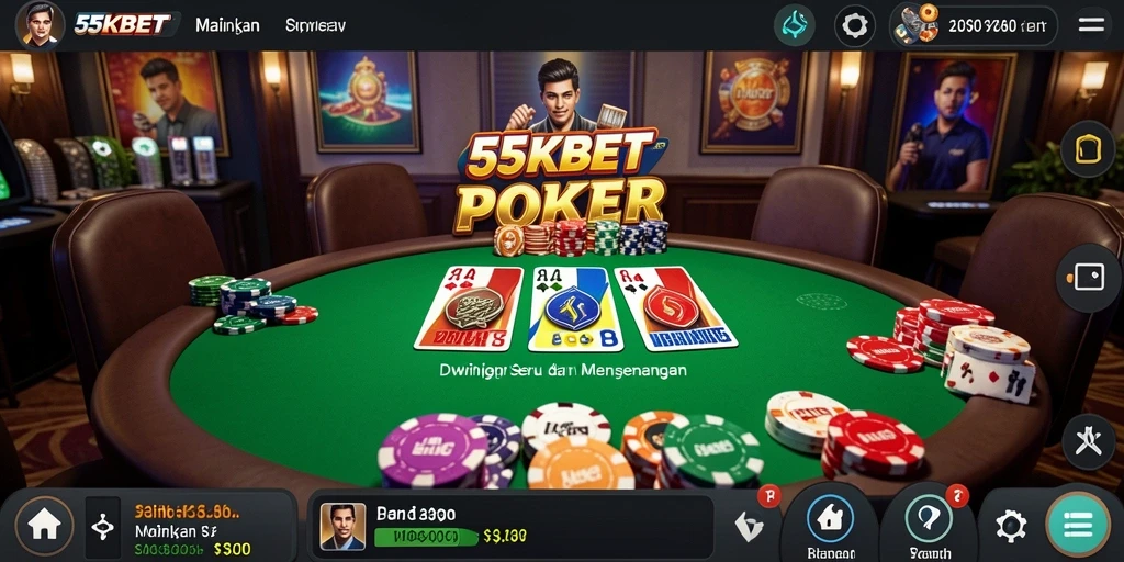 Gameplay Poker yang seru dan menegangkan di 55KBET.