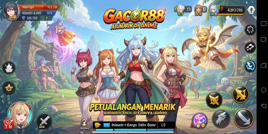 Tampilan gameplay GACOR88 yang penuh warna dan dinamis.