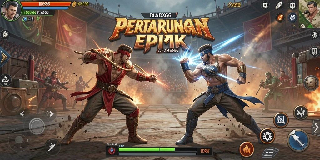 Screenshot gameplay IDX66 menampilkan pertarungan mendebarkan dan karakter yang dinamis.