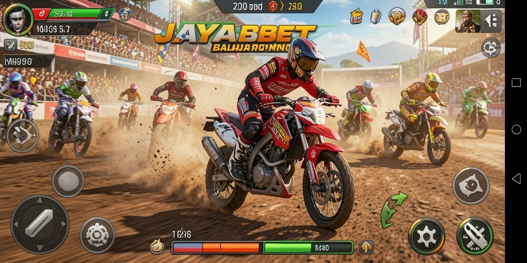 Tampilan balapan seru motor dalam JAYABET.