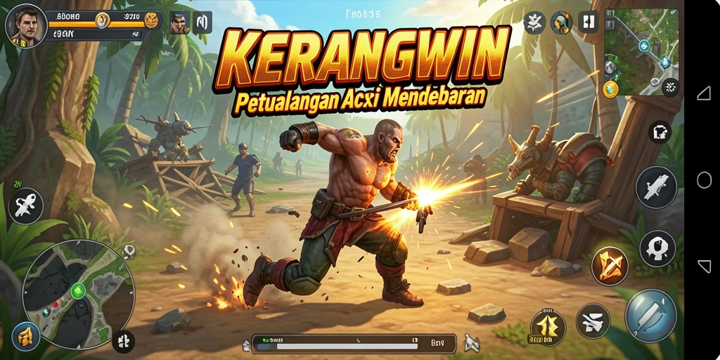 Tampilan gameplay seru dalam KERANGWIN dengan aksi yang mendebarkan.