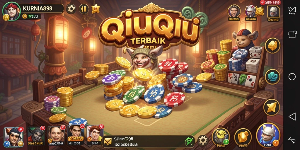 Tangkapan layar gameplay QiuQiu yang seru di KURNIA898.