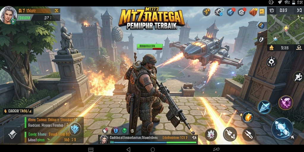 Screenshot utama MT777 menampilkan aksi strategis dalam pertempuran.