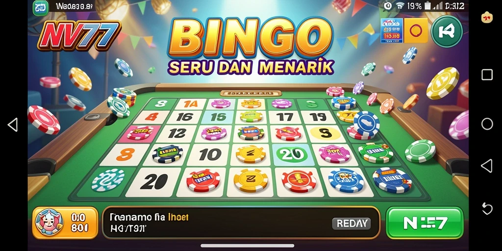 Screenshot NV77 menampilkan gameplay Bingo yang menarik dan penuh warna.