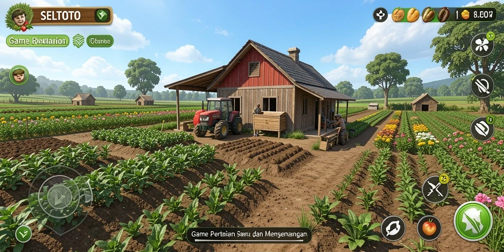 Screenshot gameplay SELTOTO dengan aktifitas bertani yang seru.